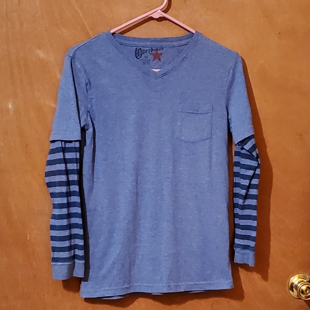 Overdrive Kids Layered Look T-shirt Blue & Navy Size M